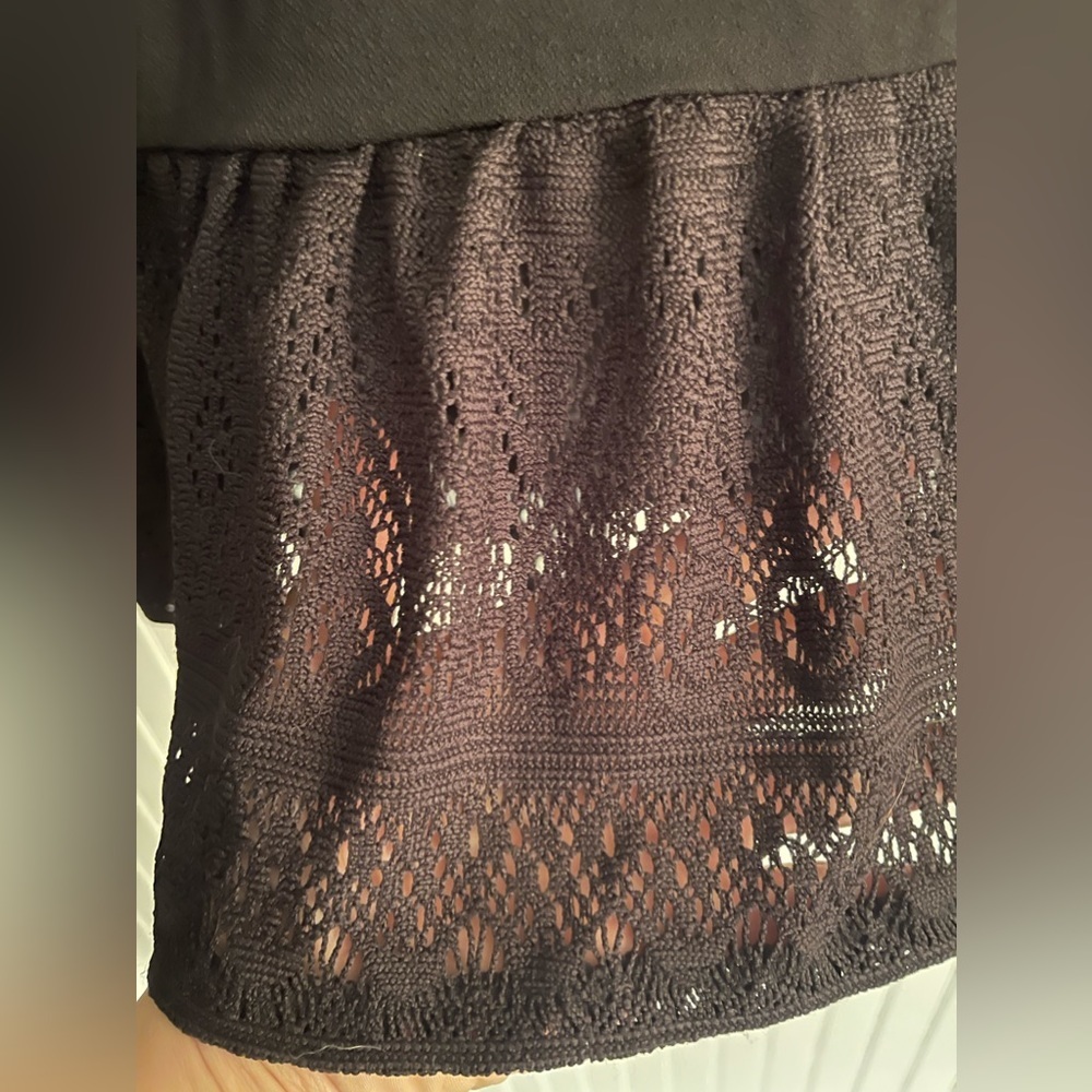 MICHAEL KORS BLACK RUFFLE DRESS | LACE BOTTOM | LONG SLEEVES XS - Picture 7 of 10